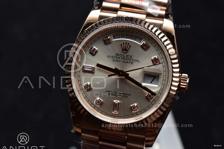 Silver RG vr3255 QF Diamond 904L with Weight) Square on (Gain Bracelet 36 Best Edition DayDate Dial V5 President Steel 0510